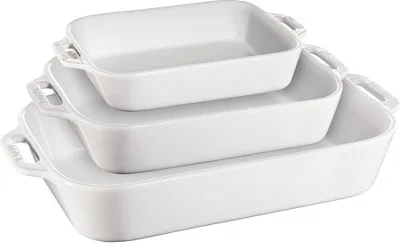 Staub Ceramic 3-pc Rectangular Baking Dish Set - White