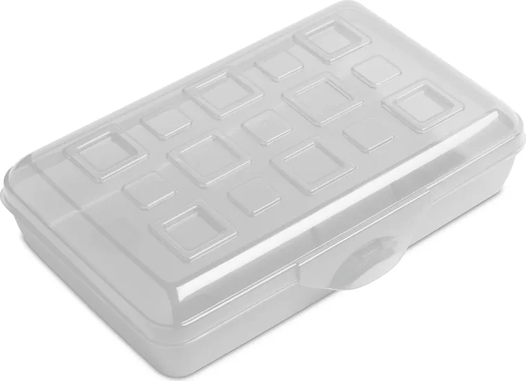 Sterilite Small Pencil Box, Plastic Case with Hinged Lid and Snap Latch, Portable Storage for Back to School Supplies, Clear
