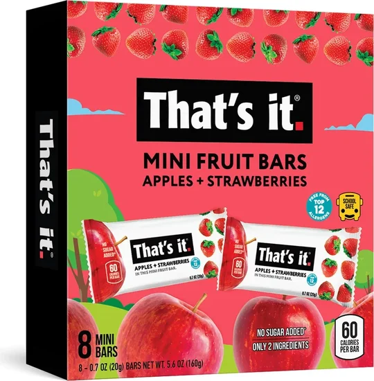 That's it. Gluten-Free Soft & Chewy Apple + Strawberry Ready-to-Eat Fruit Bars, 0.7oz, 8 Count Shelf Stable Box