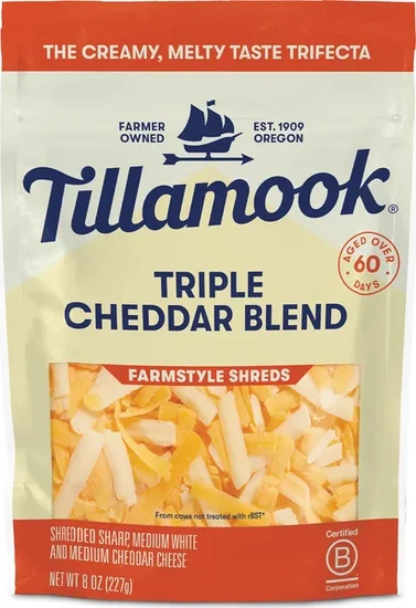 Tillamook Farmstyle Shredded Triple Cheddar Cheese, 8 oz