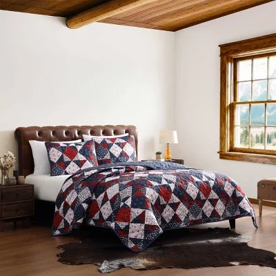 Wrangler Rodeo Patchwork Blue King Quilt Set