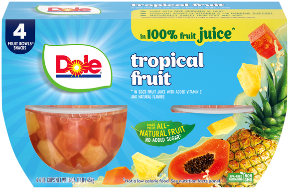 Dole Tropical Fruit Cups in Juice - 4 ct