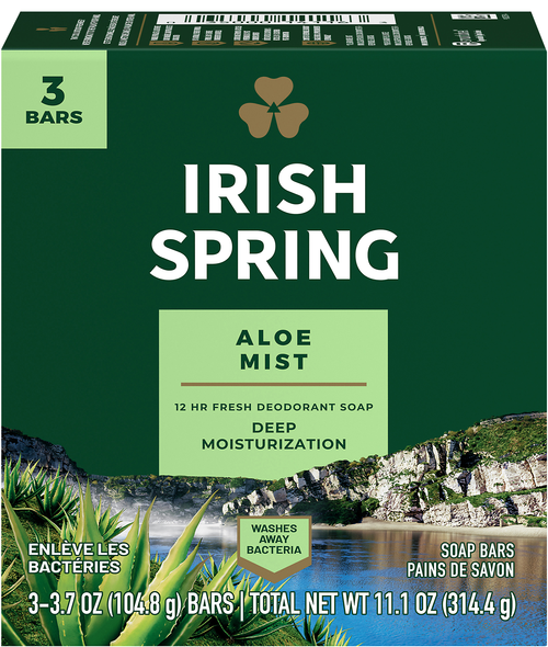Irish Spring Aloe Mist Deodorant Soap Bar - 3 ct