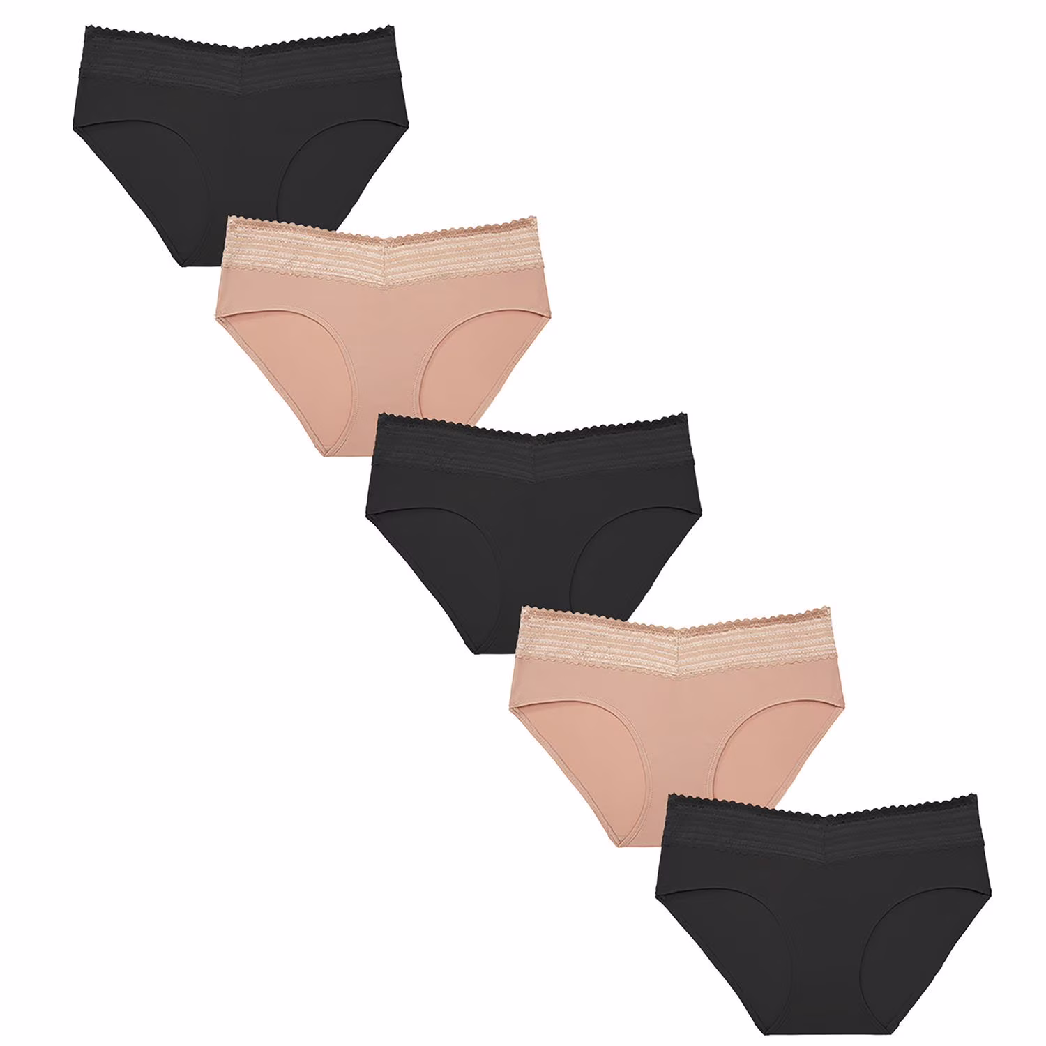 Warners Women’s 5-Pack No Pinching, No Problems Lace Waistband Hipster