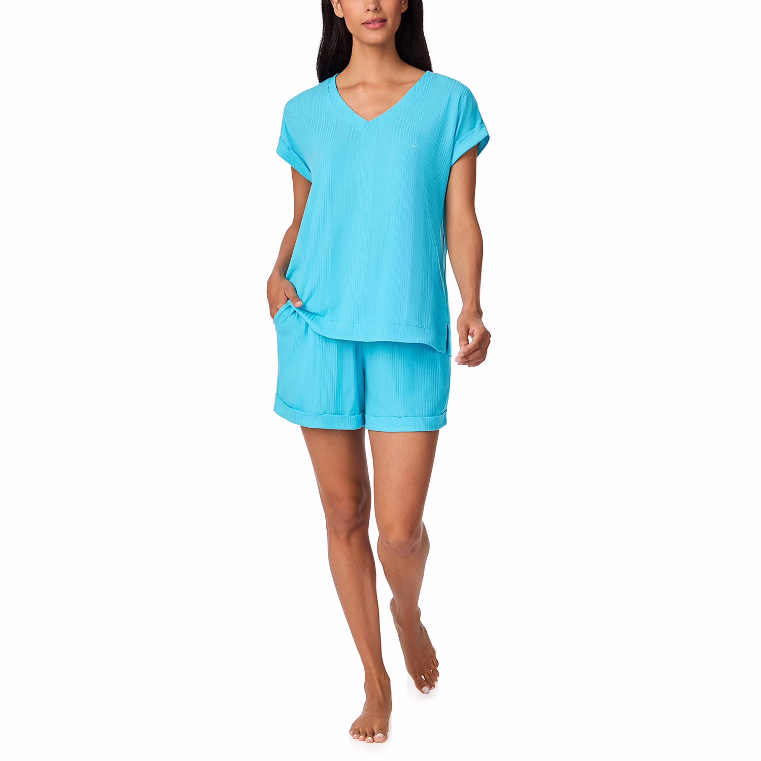 Nautica 2-Piece Short Sleeve Top and Pant PJ Set