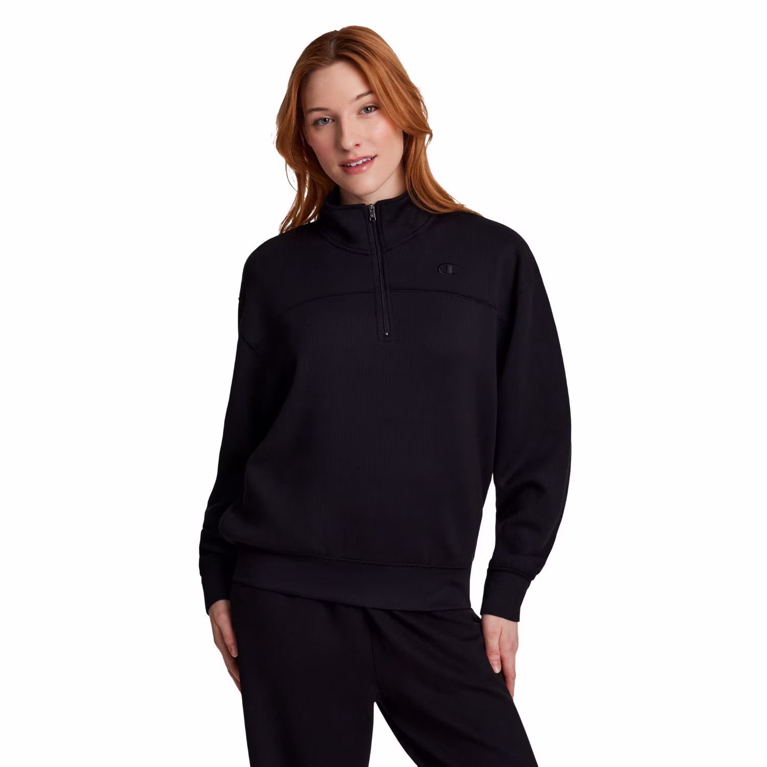 Champion Women's Air Layer Ribbed Quarter-Zip Pullover