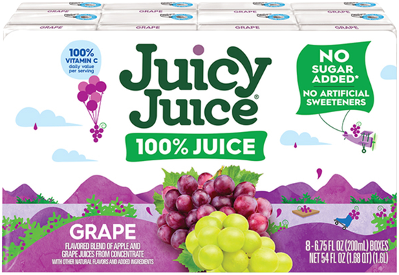 Juicy Juice No Added Sugar 100% Grape Juice Boxes - 8 pk