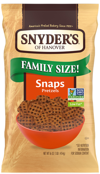 Snyder's of Hanover Low Fat Pretzel Snaps Family Size