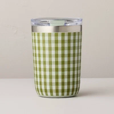13 fl oz Stainless Steel Insulated Travel Mug Green Gingham - Hearth & Hand™ with Magnolia