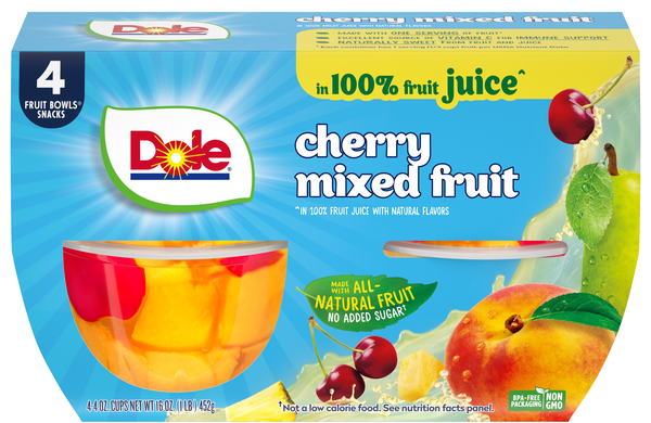Dole Cherry Mixed Fruit Cups in Juice - 4 ct