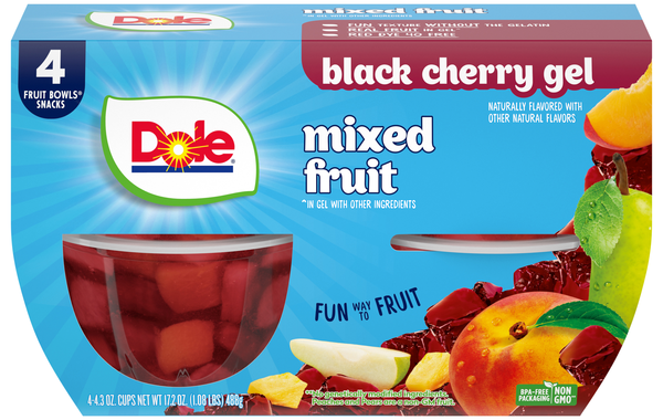 Dole Mixed Fruit Cups in Black Cherry Gel - 4 ct