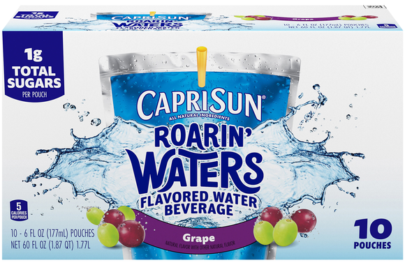 Capri Sun Roarin' Waters Grape Geyser Flavored Beverage Pouches - 10 pk