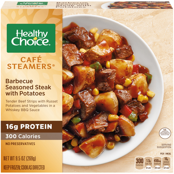 Healthy Choice Cafe Steamers BBQ Seasoned Steak with Potatoes Frozen Meal