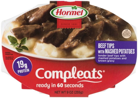 Hormel Compleats Beef Tips with Mashed Potatoes & Gravy Microwavable