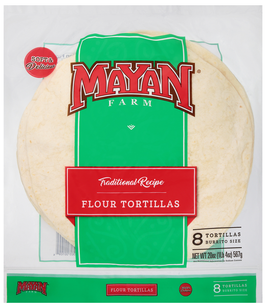 Mayan Farm Traditional Recipe Burrito Size Flour Tortillas 10 Inch - 8 ct