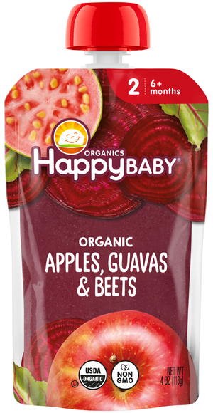 Happy Baby Organics 2 Baby Food Apples Guavas & Beets