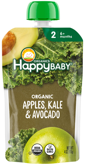 Happy Baby Organics 2 Baby Food Apples Kale & Avocados