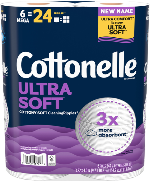 Cottonelle Ultra Comfort Mega Roll 2-Ply Toilet Paper Unscented - 6 ct