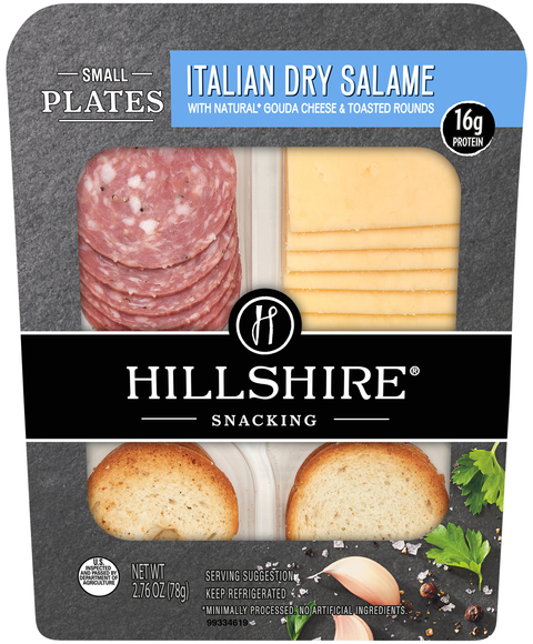 Hillshire Snacking Italian Dry Salame Gouda Cheese Toasted Rounds
