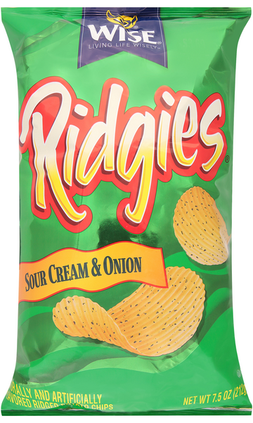 Wise Ridgies Sour Cream & Onion Ridged Potato Chips