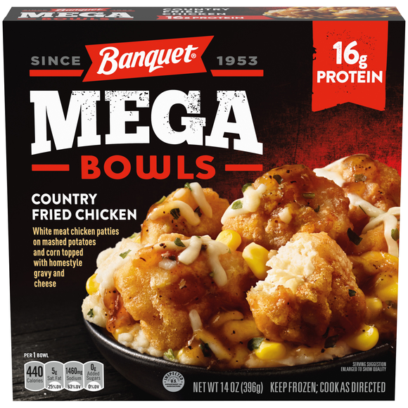 Banquet MEGA Bowls Country Fried Chicken 16g Protein Frozen Meal