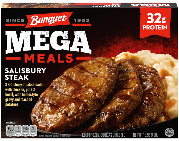 Banquet MEGA Salisbury Steak Protein Frozen Meal