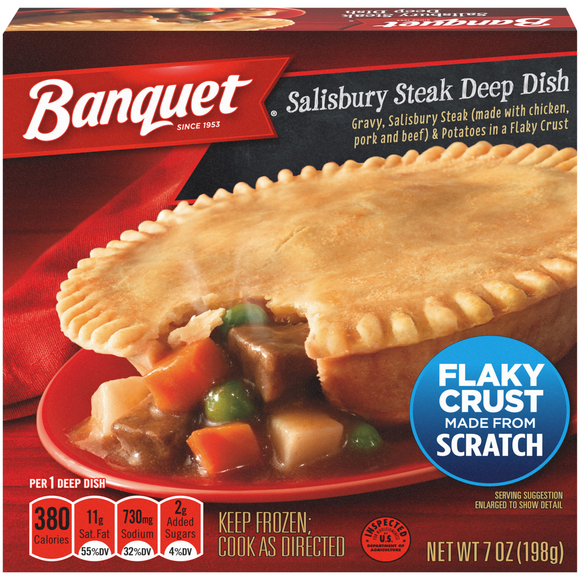 Banquet Salisbury Steak Deep Dish Pot Pie Frozen Meal