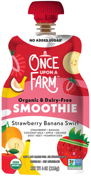 Once Upon A Farm Organic Dairy Free Strawberry Banana Swirl Smoothie Pouch