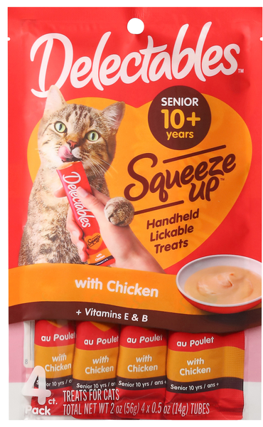 Delectables Squeeze Up Senior 10 yrs+ Chicken Lickable Cat Treat - 4 ct