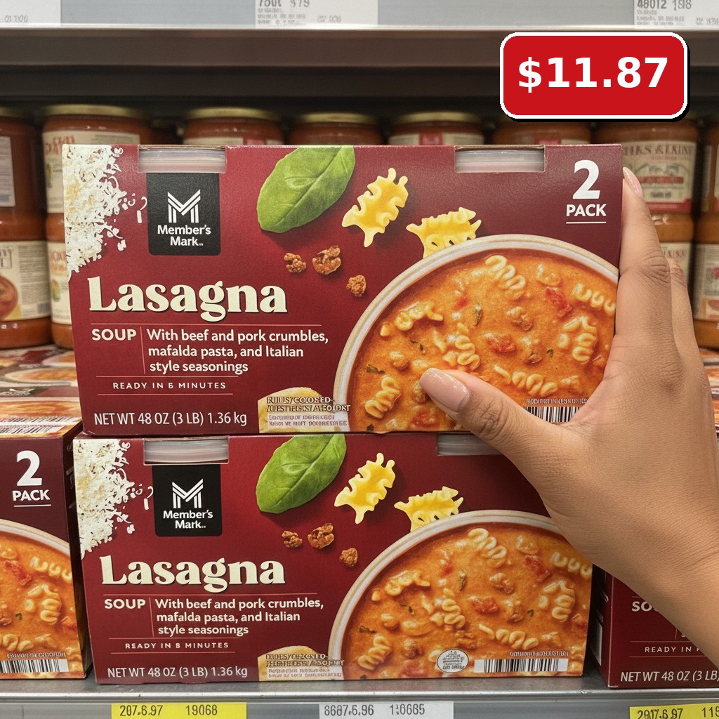 Member's Mark Lasagna SOUP With beef and pork crumbles, mafalda pasta, and Italian style seasonings