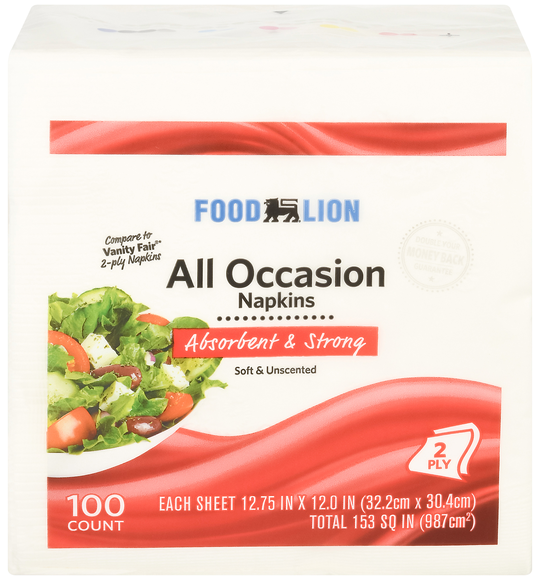 Food Lion All Occasion Napkins Absorbent & Strong 2-Ply