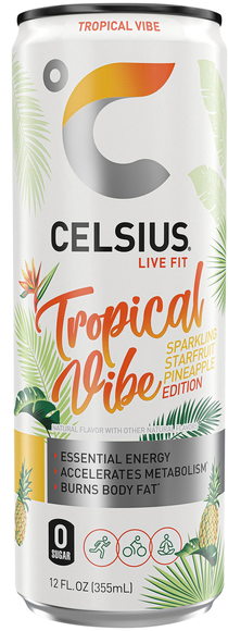 Celsius Live Fit Tropical Vibe Sparkling Starfruit Pineapple Energy Drink
