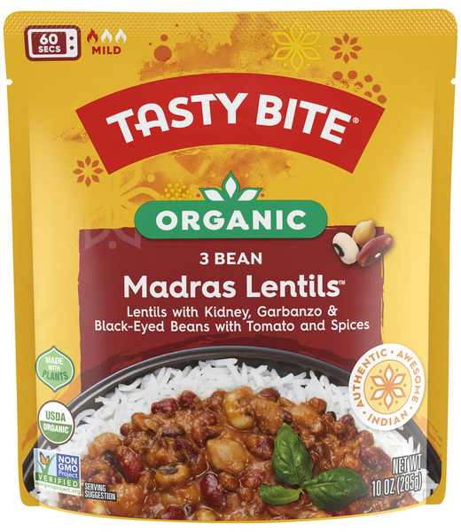 Tasty Bite 60 Second Organic Mild 3 Bean Madras Lentils