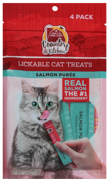 Country Kitchen Salmon Puree Lickable Cat Treats - 4 ct