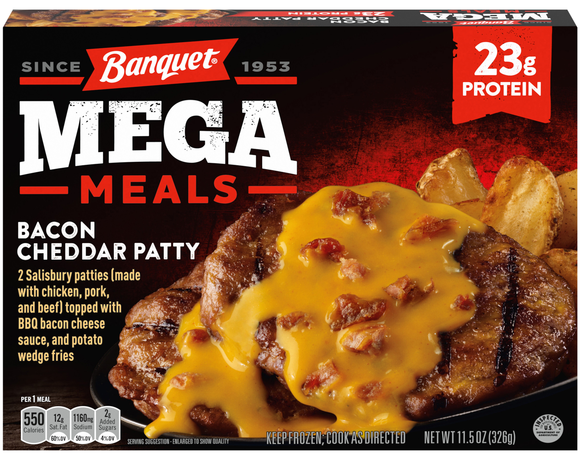 Banquet MEGA Bacon Cheddar Patty Protein Frozen Meal