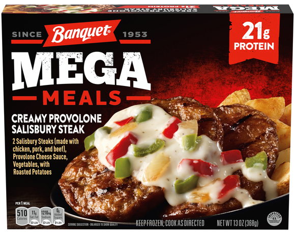 Banquet MEGA Creamy Provolone Salisbury Steak Protein Frozen Meal