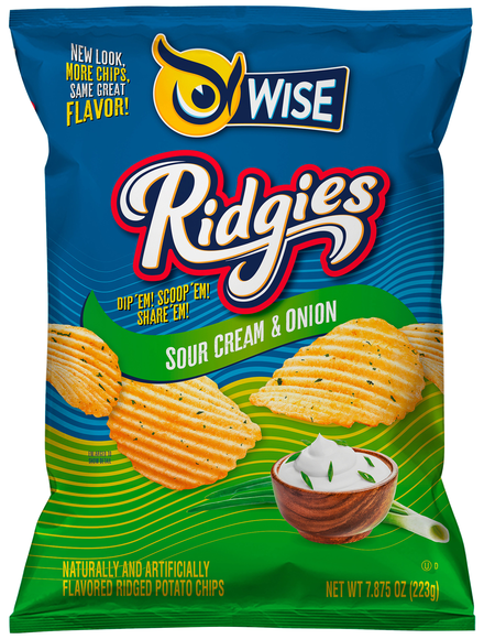 Wise Ridgies Sour Cream & Onion Ridged Potato Chips