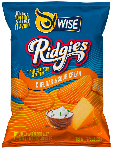 Wise Ridgies Cheddar & Sour Cream Ridged Potato Chips