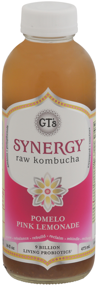GT's Synergy Pomelo Pink Lemonade Raw Kombucha