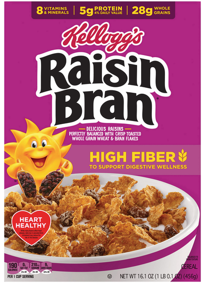 Kellogg's Raisin Bran Flakes High Fiber Whole Grain Cereal