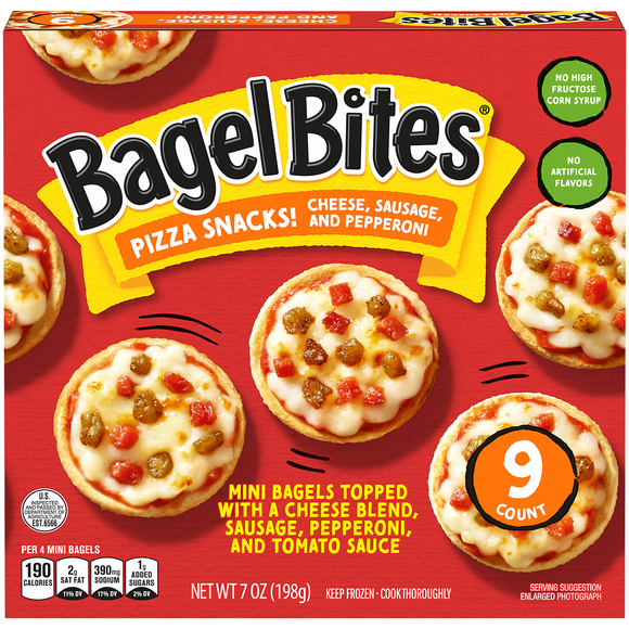 Bagel Bites Cheese Sausage & Pepperoni Mini Pizza Snacks - 9 ct Frozen