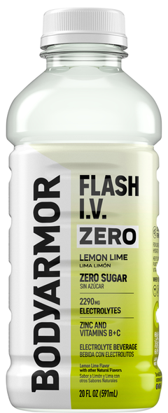 BODYARMOR Flash I.V. Zero Sugar Lemon Lime Flavored Electrolyte Beverage