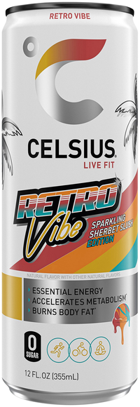 Celsius Live Fit Zero Sugar Sparkling Retro Vibe Sherbet Slush Energy Drink