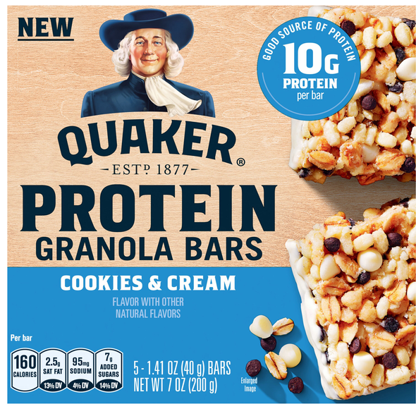Quaker Cookies & Cream 10g Protein Granola Bars - 5 ct