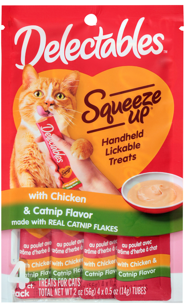 Delectables Squeeze Up Chicken & Catnip Flavor Lickable Cat Treats - 4 ct