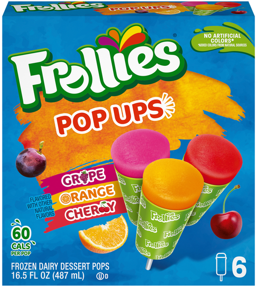 Frollies Pop Ups Grape/Orange/Cherry Frozen Dairy Dessert Pops - 6 ct