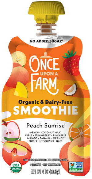 Once Upon a Farm Organic Dairy Free Peach Sunrise Smoothie Pouch