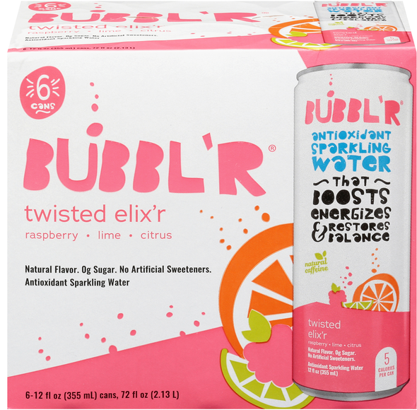 Bubbl'r Twisted Elix'r Antioxidant Sparkling Water - 6 pk