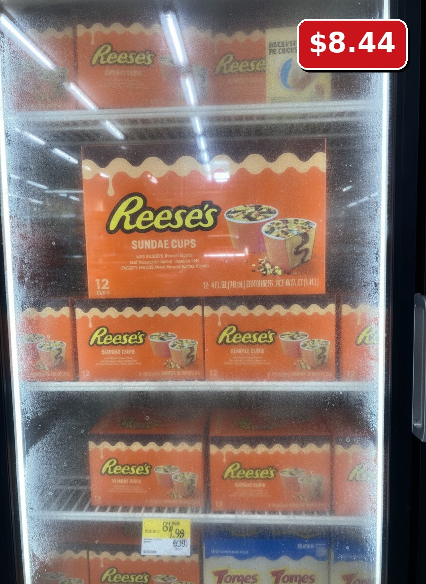 Reese's SUNDAE CUPS with REESE'S Peanut Butter and Chocolate Swirls, Topped with REESE'S PIECES Minis Peanut Butter Candy