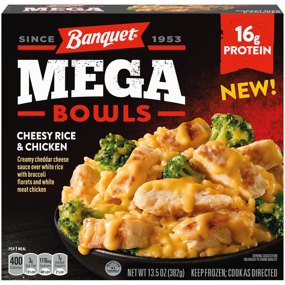 Banquet MEGA Bowls 16g Protein Cheesy Rice & Chicken Frozen Meal